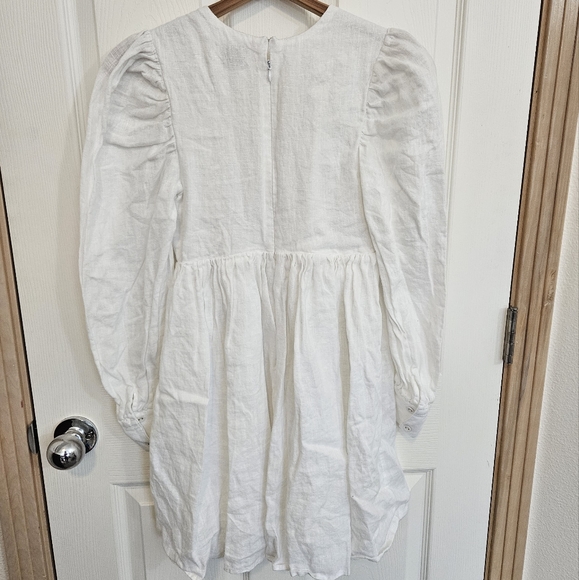 Dissh Lily Women's White Linen Long Sleeve Mini Dress Size U.S. 2 - Picture 9 of 10